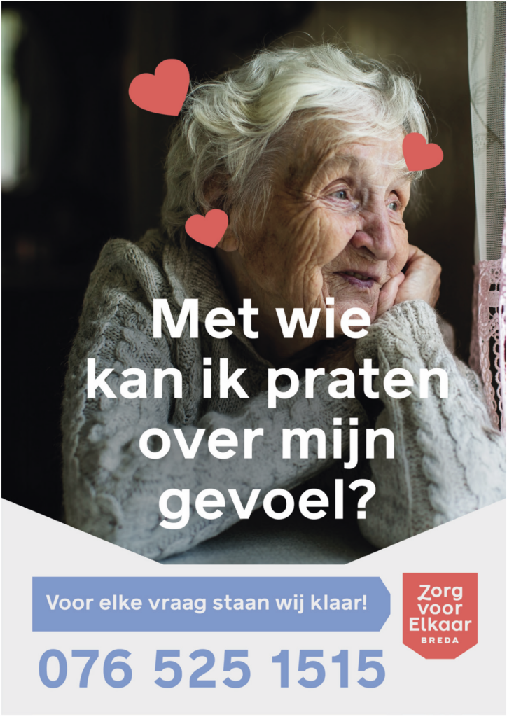 Bejaarde vrouw kijkt verliefd.